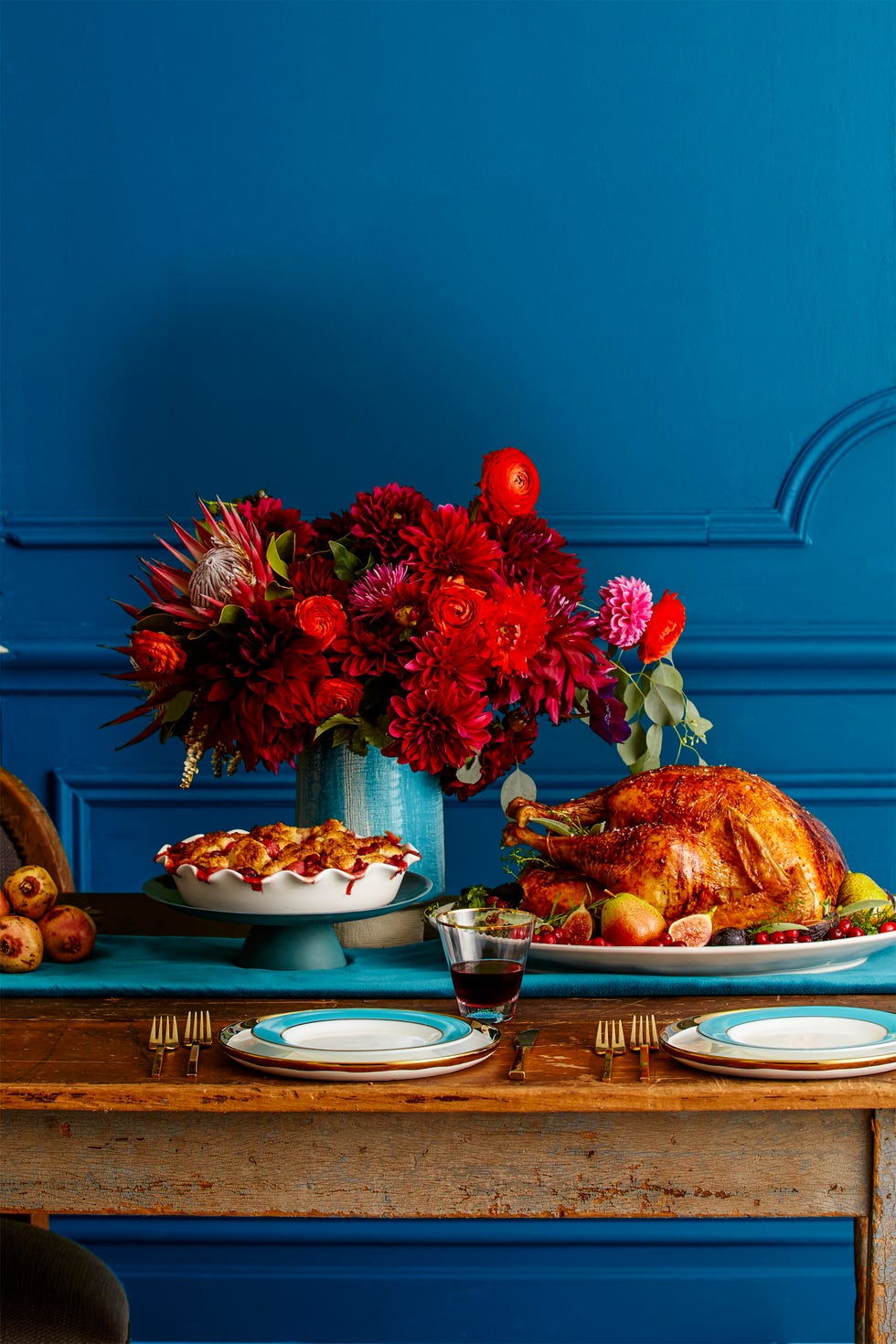 Thanksgiving decorations red floral centerpiece