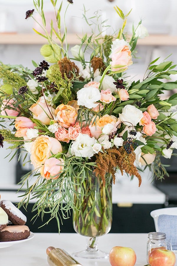 Flowers, flower arrangement, florist, bouquet, cut flowers, floral design, centerpiece, plant, orange, peach, 