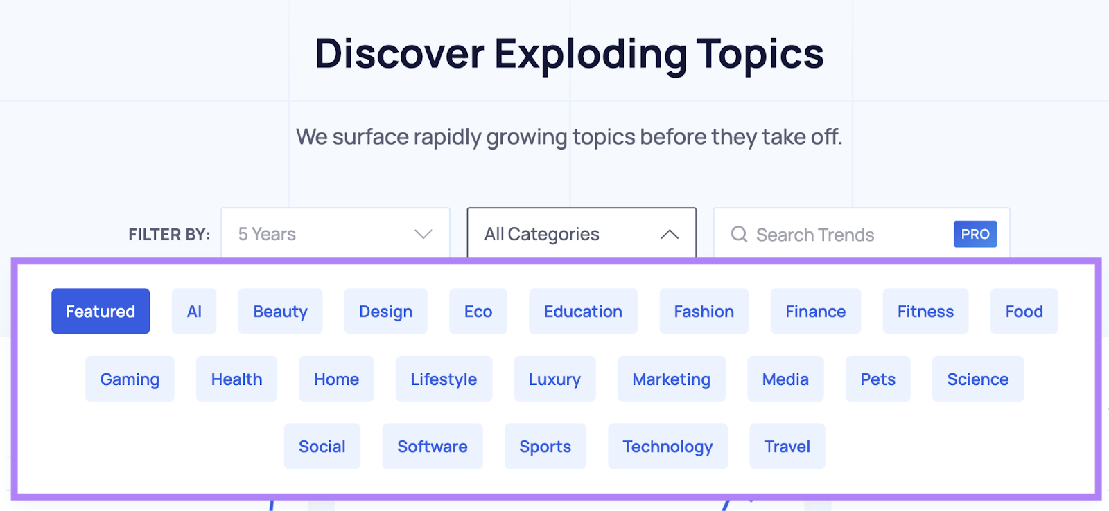 Trending Topic -Key Words includes AI, Beauty, Design, Eco, Education, Fashion, Economy, Fitness and More.