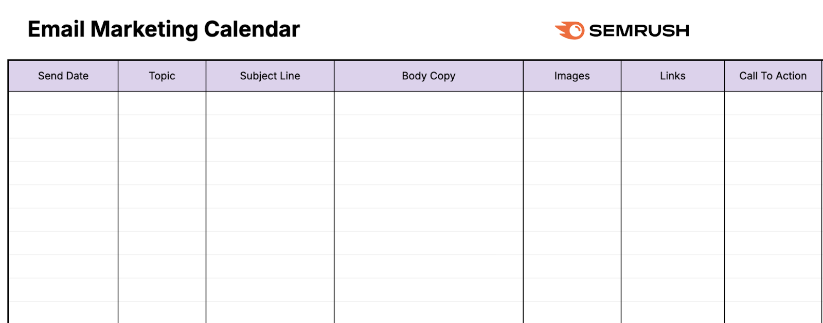 An Tom E -Mail -Marketing Calendar Template.