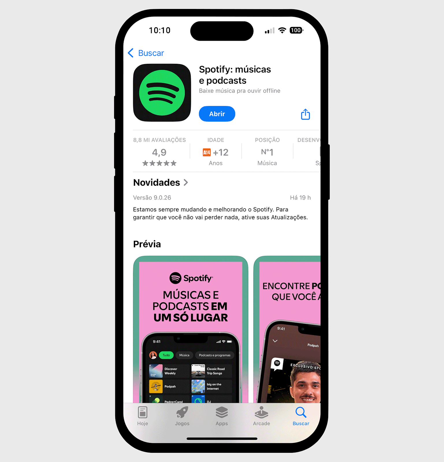 Spotify app list in the Apple App Store Brazil Version