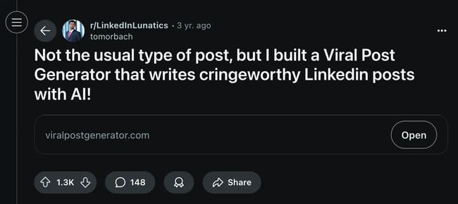 Screenshot of Reddit Amplification The Post